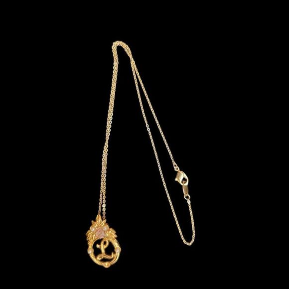 💍Vintage Avon Monogram Initial L Pearl Pink Rose Gold Tone Pendant and Chain - Picture 6 of 7